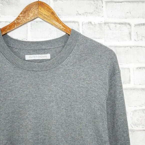OUTERKNOWN Men's Organic Cotton Crew Neck Pullover Sweater in Gray Size Medium - Picture 2 of 6